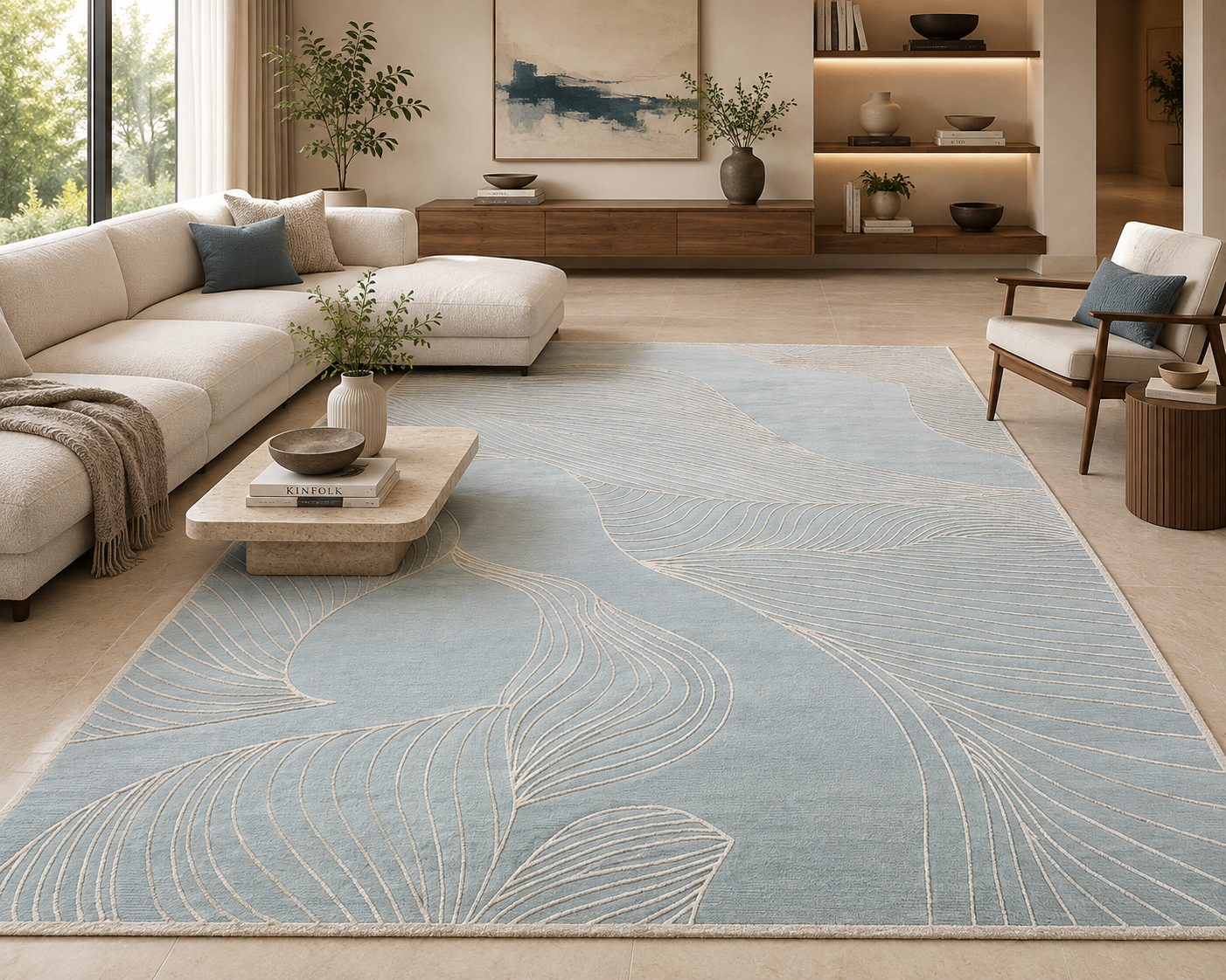 Rug in a living room installation